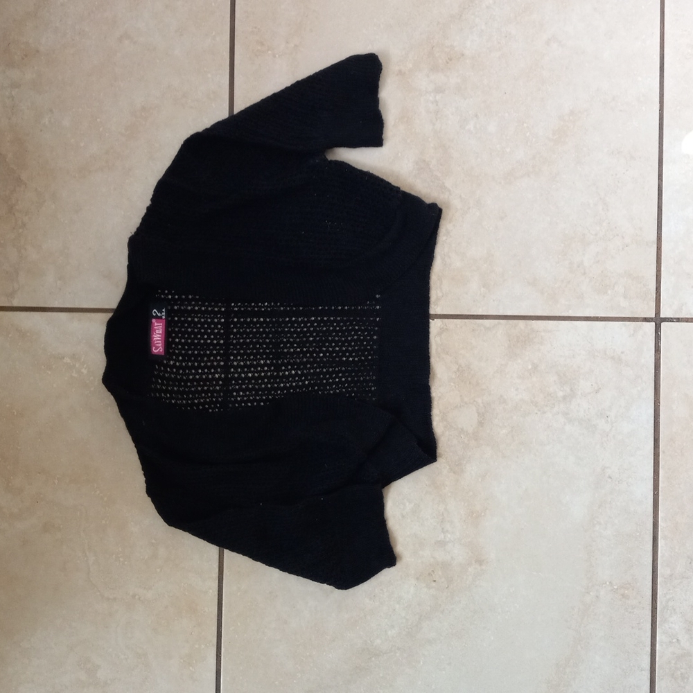Say What? Black Cropped Half Sleeve Cardigan